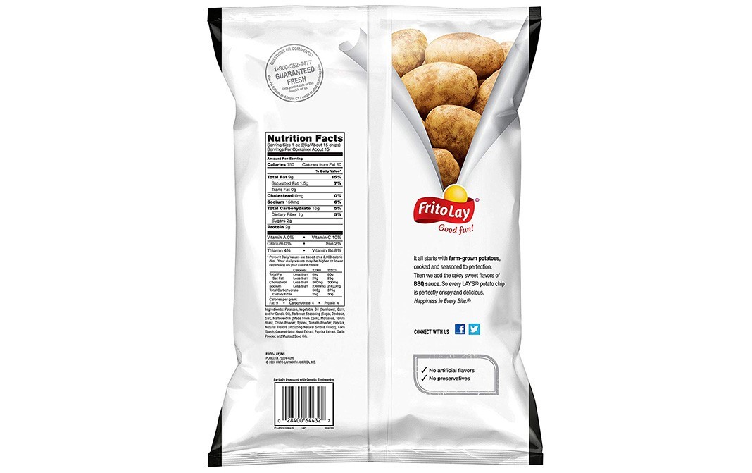 Lay's Barbecue Flavoured Potato Chips Party Size   Pack  418.1 grams
